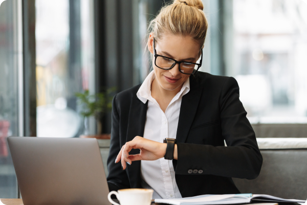 cheerful-business-woman-looking-watch-1 cheerful-business-woman-looking-watch